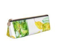 KemEng Bebida Cóctel Limón Hielo, Estuche para lápices con Forma de triángulo, Estuche portátil de Cuero con Cremallera, Estuche para cosméticos