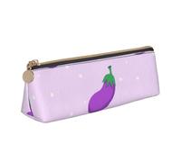 KemEng Berenjena Vegetal Fruta, Estuche para lápices con Forma de triángulo, Estuche portátil de Cuero con Cremallera, Estuche para cosméticos