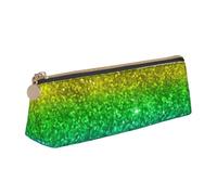 KemEng Brillo Arcoiris Multicolor, Estuche para lápices con Forma de triángulo, Estuche portátil de Cuero con Cremallera, Estuche para cosméticos