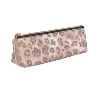 KemEng Brillo de Tigre de Oro Rosa, Estuche para lápices con Forma de triángulo, Estuche portátil de Cuero con Cremallera, Estuche para cosméticos