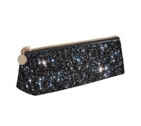 KemEng Brillo Galaxy Impreso No Brillo Real, Estuche para lápices con Forma de triángulo, Estuche portátil de Cuero con Cremallera, Estuche para cosméticos