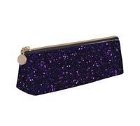 KemEng Brillo Morado Amatista Oscuro, Estuche para lápices con Forma de triángulo, Estuche portátil de Cuero con Cremallera, Estuche para cosméticos