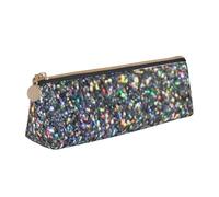 KemEng Brillo Plateado Arco Iris Brillo, Estuche para lápices con Forma de triángulo, Estuche portátil de Cuero con Cremallera, Estuche para cosméticos