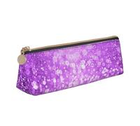 KemEng Brillo púrpura Brillante, Estuche para lápices con Forma de triángulo, Estuche portátil de Cuero con Cremallera, Estuche para cosméticos