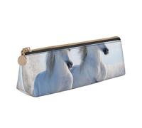 KemEng Caballos moteados raros al Galope, Estuche para lápices con Forma de triángulo, Estuche portátil de Cuero con Cremallera, Estuche para cosméticos