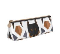 KemEng Cabeza de Doberman de patrón Poligonal, Estuche para lápices con Forma de triángulo, Estuche portátil de Cuero con Cremallera, Estuche para cosméticos