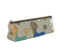 KemEng Caniche Colorido Divertidos Dibujos Animados, Estuche para lápices con Forma de triángulo, Estuche portátil de Cuero con Cremallera, Estuche para cosméticos