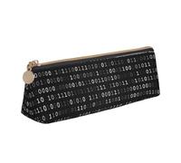 KemEng Código Programador Negro Negro, Estuche para lápices con Forma de triángulo, Estuche portátil de Cuero con Cremallera, Estuche para cosméticos