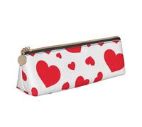 KemEng Corazón disperso, Estuche para lápices con Forma de triángulo, Estuche portátil de Cuero con Cremallera, Estuche para cosméticos