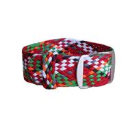 KemEng Correa de reloj de repuesto de la OTAN 20/22mm Pulsera de bandas de relojes de nylon, Verde blanco rojo, 20mm