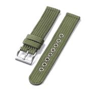KemEng Correas de reloj Nylon Canvas 18/20/22mm Banda de reloj de liberación rápida, Silver verde del ejército, 18mm