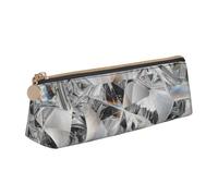 KemEng Cristal Estilo Textura de Diamante, Estuche para lápices con Forma de triángulo, Estuche portátil de Cuero con Cremallera, Estuche para cosméticos