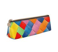 KemEng Cuadros Coloridos Impresos., Estuche para lápices con Forma de triángulo, Estuche portátil de Cuero con Cremallera, Estuche para cosméticos