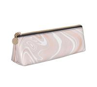 KemEng Delicado mármol Rosa de mármol con imitación de Oro Rosa., Estuche para lápices con Forma de triángulo, Estuche portátil de Cuero con Cremallera, Estuche para cosméticos