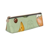 KemEng Doodle Brócoli Queso Aguacate, Estuche para lápices con Forma de triángulo, Estuche portátil de Cuero con Cremallera, Estuche para cosméticos