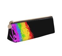 KemEng El Amor GANA el Arco Iris, Estuche para lápices con Forma de triángulo, Estuche portátil de Cuero con Cremallera, Estuche para cosméticos