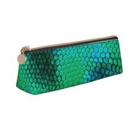 KemEng Escama de Serpiente, Estuche para lápices con Forma de triángulo, Estuche portátil de Cuero con Cremallera, Estuche para cosméticos