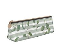 KemEng Eucalipto dólar de Plata Verde, Estuche para lápices con Forma de triángulo, Estuche portátil de Cuero con Cremallera, Estuche para cosméticos