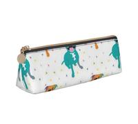 KemEng Feliz Staffy Blanco, Estuche para lápices con Forma de triángulo, Estuche portátil de Cuero con Cremallera, Estuche para cosméticos