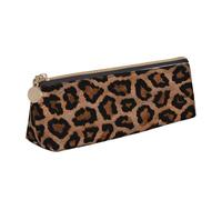 KemEng Fondo De Leopardo Guepardo Fresco, Estuche para lápices con Forma de triángulo, Estuche portátil de Cuero con Cremallera, Estuche para cosméticos