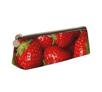 KemEng Fresa Dibujo, Estuche para lápices con Forma de triángulo, Estuche portátil de Cuero con Cremallera, Estuche para cosméticos