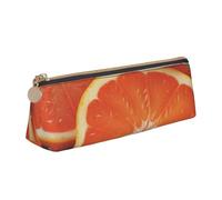 KemEng Fruta cítrica, Estuche para lápices con Forma de triángulo, Estuche portátil de Cuero con Cremallera, Estuche para cosméticos