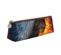 KemEng Fuego de Hockey sobre Hielo, Estuche para lápices con Forma de triángulo, Estuche portátil de Cuero con Cremallera, Estuche para cosméticos