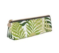 KemEng Hojas de Palmeras Tropicales exóticas, Estuche para lápices con Forma de triángulo, Estuche portátil de Cuero con Cremallera, Estuche para cosméticos