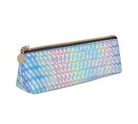 KemEng Holograma Colorido del Color del Arco Iris holográfico, Estuche para lápices con Forma de triángulo, Estuche portátil de Cuero con Cremallera, Estuche para cosméticos