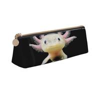 KemEng Impresión de ajolote, Estuche para lápices con Forma de triángulo, Estuche portátil de Cuero con Cremallera, Estuche para cosméticos