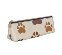 KemEng Impresión de Pata de Perro, Estuche para lápices con Forma de triángulo, Estuche portátil de Cuero con Cremallera, Estuche para cosméticos