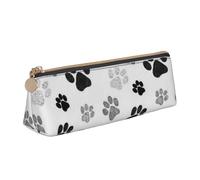 KemEng Impresión de Pata de Perro, Estuche para lápices con Forma de triángulo, Estuche portátil de Cuero con Cremallera, Estuche para cosméticos