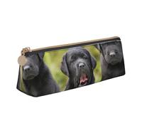 KemEng Impresión de Perro Labrador Retriever, Estuche para lápices con Forma de triángulo, Estuche portátil de Cuero con Cremallera, Estuche para cosméticos