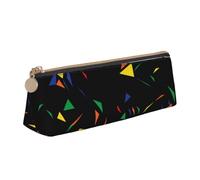 KemEng Imprimir Triángulos Abstracto Confeti, Estuche para lápices con Forma de triángulo, Estuche portátil de Cuero con Cremallera, Estuche para cosméticos