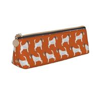 KemEng Jack Russell Terriers Naranja Lindo Perro Jack Russells, Estuche para lápices con Forma de triángulo, Estuche portátil de Cuero con Cremallera, Estuche para cosméticos
