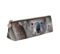 KemEng Koala Relajado, Estuche para lápices con Forma de triángulo, Estuche portátil de Cuero con Cremallera, Estuche para cosméticos