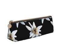 KemEng Leontopodio Edelweiss, Estuche para lápices con Forma de triángulo, Estuche portátil de Cuero con Cremallera, Estuche para cosméticos