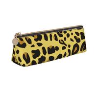 KemEng Leopardo Amarillo Guepardo, Estuche para lápices con Forma de triángulo, Estuche portátil de Cuero con Cremallera, Estuche para cosméticos