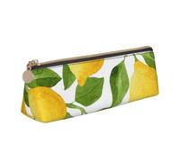 KemEng Limones de Acuarela de Color Amarillo Brillante, Estuche para lápices con Forma de triángulo, Estuche portátil de Cuero con Cremallera, Estuche para cosméticos