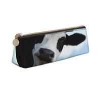 KemEng Linda Vaca Impresa., Estuche para lápices con Forma de triángulo, Estuche portátil de Cuero con Cremallera, Estuche para cosméticos