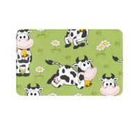 KemEng Lindo Animal Vaca Verde,Alfombrilla de baño Suave, Felpudo, Alfombrilla de baño, Alfombrilla, Alfombrilla Absorbente para baño, 49 x 80 cm
