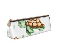 KemEng Lindo Cangrejo Tortuga Marina Acuarela, Estuche para lápices con Forma de triángulo, Estuche portátil de Cuero con Cremallera, Estuche para cosméticos