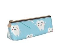 KemEng Lindo Dentista higienista Dental Estampado Azul, Estuche para lápices con Forma de triángulo, Estuche portátil de Cuero con Cremallera, Estuche para cosméticos