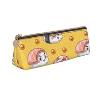 KemEng Lindo, Divertido, Sushi, Estuche para lápices con Forma de triángulo, Estuche portátil de Cuero con Cremallera, Estuche para cosméticos