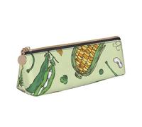 KemEng Maíz Guisantes Vainas Frijoles Vainas Alcaparras, Estuche para lápices con Forma de triángulo, Estuche portátil de Cuero con Cremallera, Estuche para cosméticos