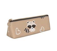 KemEng Mapache Lindo Estampado Animal, Estuche para lápices con Forma de triángulo, Estuche portátil de Cuero con Cremallera, Estuche para cosméticos