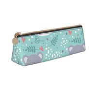 KemEng Mapache y Koala, Estuche para lápices con Forma de triángulo, Estuche portátil de Cuero con Cremallera, Estuche para cosméticos