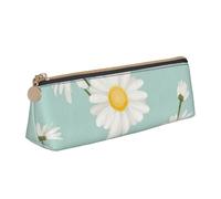 KemEng Margarita Exuberante Flor Floral, Estuche para lápices con Forma de triángulo, Estuche portátil de Cuero con Cremallera, Estuche para cosméticos