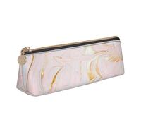 KemEng Marmoleado Pastel Ajustado, Estuche para lápices con Forma de triángulo, Estuche portátil de Cuero con Cremallera, Estuche para cosméticos