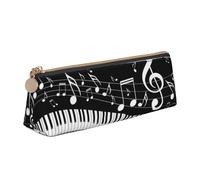 KemEng Notas Musicales voladoras Teclas de Piano Musical, Estuche para lápices con Forma de triángulo, Estuche portátil de Cuero con Cremallera, Estuche para cosméticos